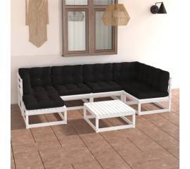 Set mobilier de grădină cu perne, 7 piese, lemn masiv de pin