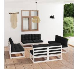 Set mobilier de grădină cu perne, 8 piese, lemn masiv de pin