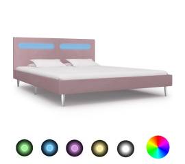 Cadru de pat cu led-uri, roz, 180 x 200 cm, material textil