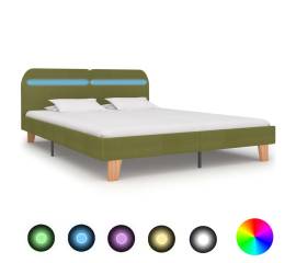 Cadru de pat cu led-uri, verde, 160 x 200 cm, material textil
