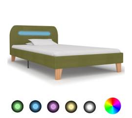 Cadru de pat cu led-uri, verde, 90 x 200 cm, material textil