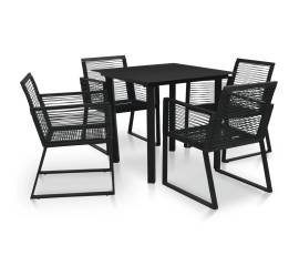 Set mobilier de exterior, 5 piese, negru, ratan pvc