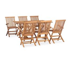 Set mobilier de exterior pliabil, 7 piese, lemn masiv de tec