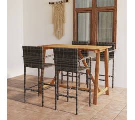 Set mobilier bar de grădină, 5 piese, gri