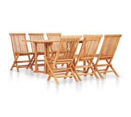 Set mobilier de exterior pliabil, 7 piese, lemn masiv de tec