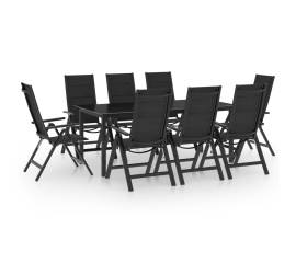 Set mobilier de grădină, 9 piese, antracit, aluminiu