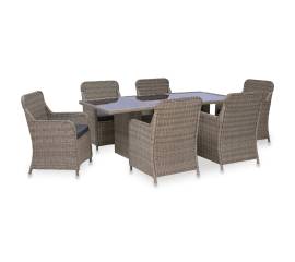 Set mobilier de exterior, 7 piese, maro, poliratan