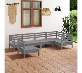 Set mobilier de grădină, 6 piese, gri, lemn masiv de pin