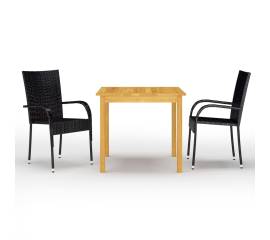 Set mobilier de grădină, 3 piese, negru