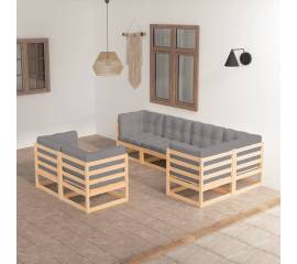 Set mobilier de grădină, 7 piese, cu perne, lemn masiv de pin