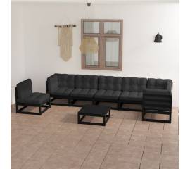 Set mobilier de grădină cu perne, 8 piese, lemn masiv de pin