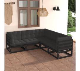 Set mobilier grădină cu perne, 5 piese, lemn masiv pin