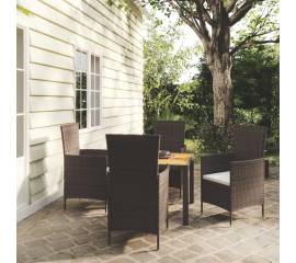 Set mobilier de exterior cu perne, 5 piese, negru, poliratan