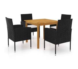 Set mobilier de grădină, 5 piese, negru