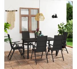 Set mobilier de grădină, 7 piese, negru