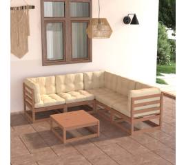 Set mobilier de grădină cu perne, 6 piese, lemn masiv pin