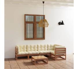 Set mobilier de grădină cu perne, 6 piese, lemn masiv pin