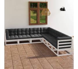 Set mobilier de grădină cu perne, 7 piese, lemn masiv de pin