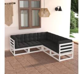 Set mobilier de grădină cu perne, 5 piese, lemn masiv de pin