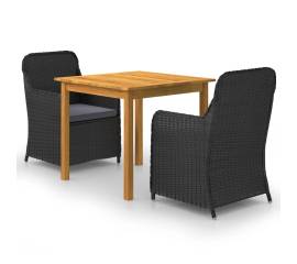 Set mobilier de grădină, 3 piese, negru