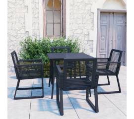 Set mobilier de exterior, 5 piese, negru, ratan pvc