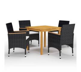 Set mobilier de grădină, 5 piese, negru