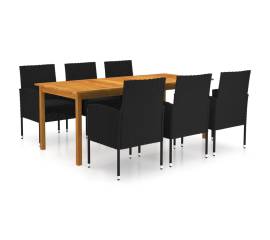 Set mobilier de grădină, 7 piese, negru