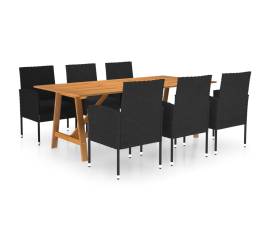 Set mobilier de grădină, 7 piese, negru