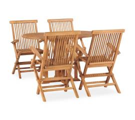 Set mobilier de exterior pliabil, 5 piese, lemn masiv de tec