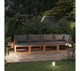 Canapea de grădină cu 4 locuri, cu perne, lemn masiv de acacia