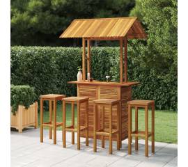 Set mobilier de bar de grădină, 5 piese, lemn masiv de acacia