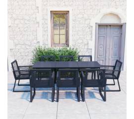 Set mobilier de exterior, 9 piese, negru, ratan pvc