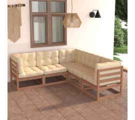 Set mobilier de grădină cu perne, 5 piese, lemn masiv pin