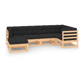 Set mobilier de grădină cu perne, 6 piese, lemn masiv de pin