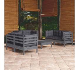 Set mobilier grădină cu perne, 7 piese, lemn masiv pin