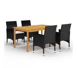 Set mobilier de grădină, 5 piese, negru