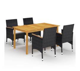 Set mobilier de grădină, 5 piese, negru