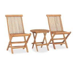 Set mobilier de exterior pliabil, 3 piese, lemn masiv tec