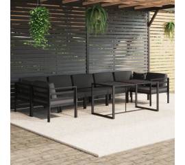 Set mobilier de grădină cu perne, 8 piese, antracit, aluminiu