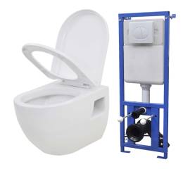 Toaletă suspendată cu rezervor wc ascuns, alb, ceramică