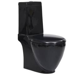 Vas wc toaletă baie, negru, ceramică, rotund, flux inferior