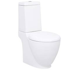 Vas wc toaletă de baie, alb, ceramică, rotund, flux inferior