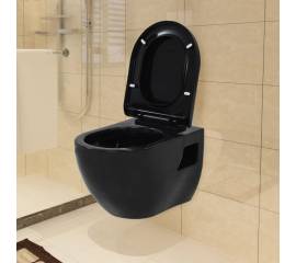 Vas de toaletă cu montare pe perete, ceramică, negru