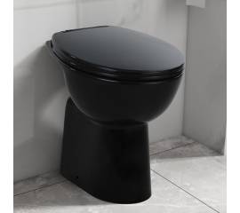 Vas wc fără ramă închidere silențioasă, + 7 cm, negru, ceramică