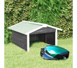 Garaj mașină de tuns iarba robot, gri&alb, 72x87x50cm lemn brad