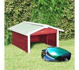 Garaj mașină de tuns iarba robot roșu&alb 72x87x50 cm lemn brad