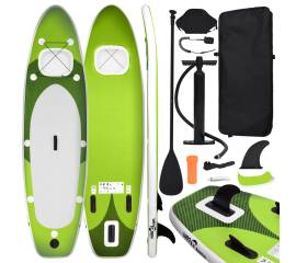Set placă paddleboarding gonflabilă, verde, 300x76x10 cm