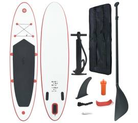 Set placă stand up paddle sup surf gonflabilă, roșu și alb