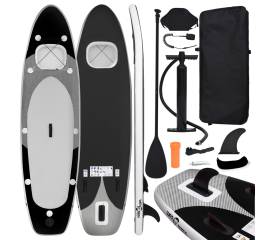 Set placă paddleboarding gonflabilă, negru, 360x81x10 cm