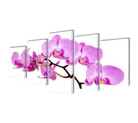Set tablouri pânză, imprimeu orhidee, 200 x 100 cm
